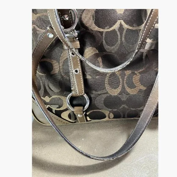Coach Gallery Optic Signature Tote Bag Vintage Chocolate Monogram Canvas EUC - Picture 11 of 16